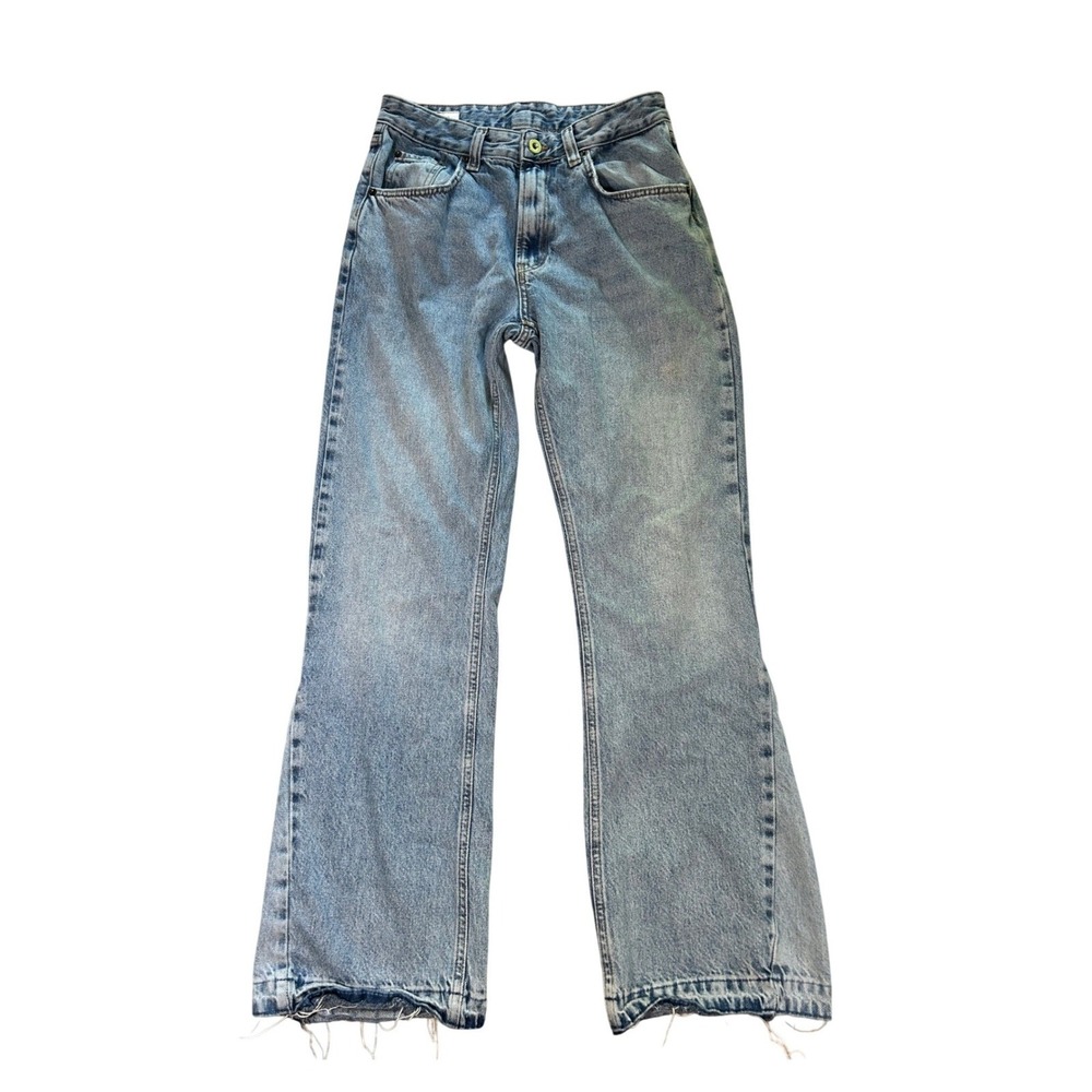 Zara Women Light Wash High Rise Flare Straight Blue Denim Jeans Size 30
